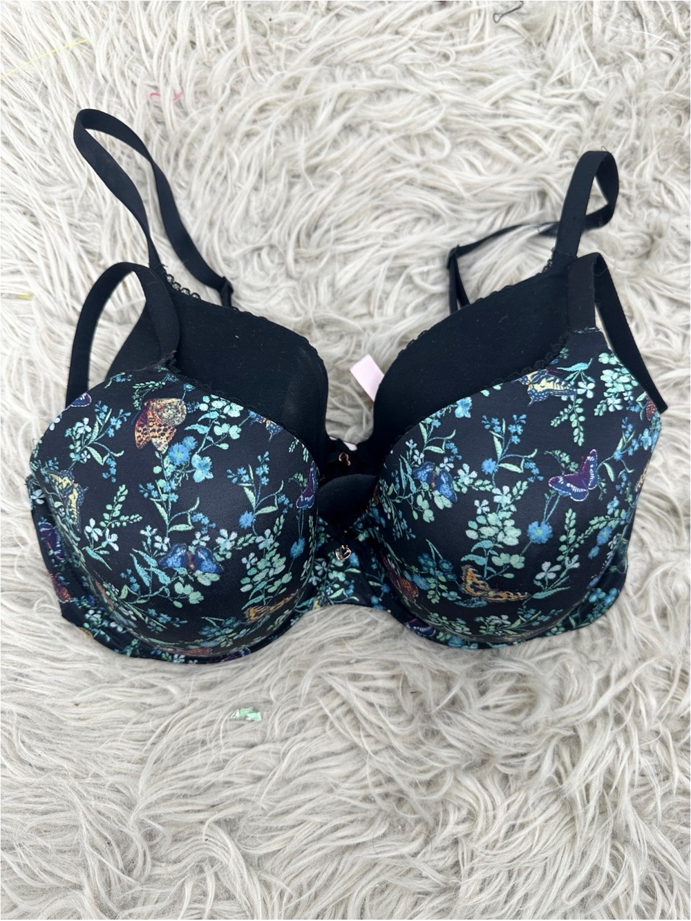 Victoria's Secret Bra Bundle Lot 2 Piece Size 34DD Floral Lined Demi